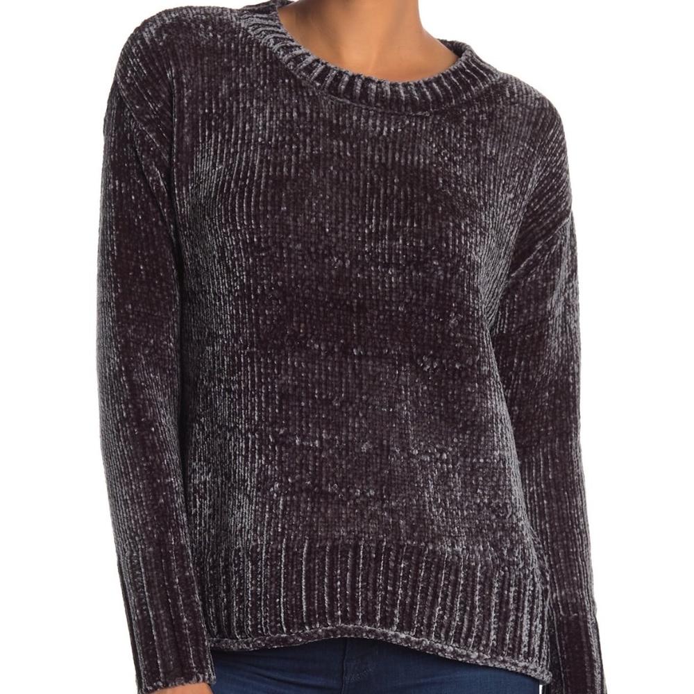 Long Sleeve Gray Chenille Sweater